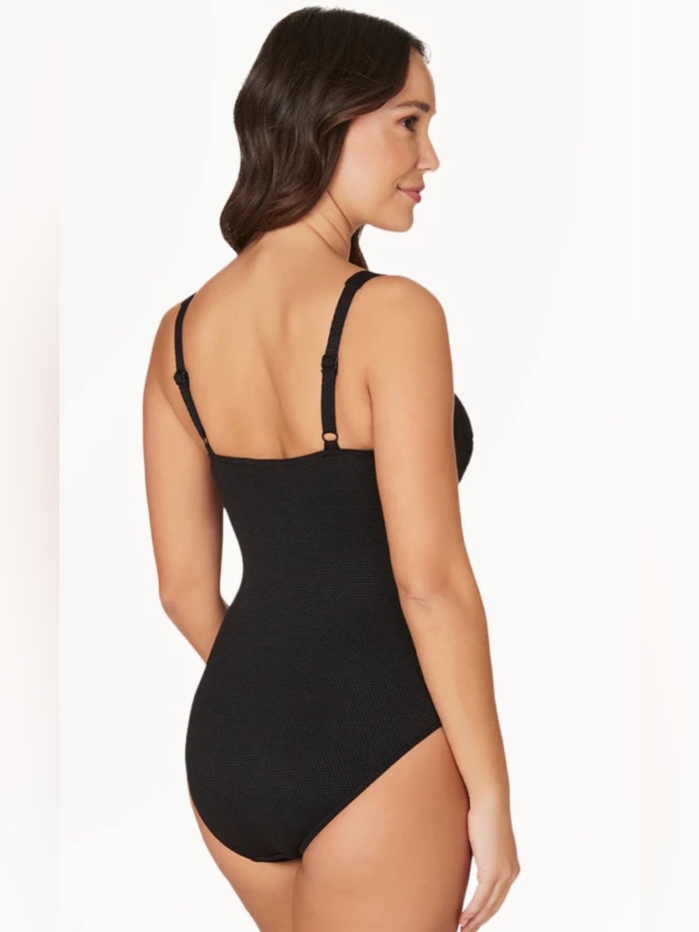 Nip Tuck Black Textured One Piece Swimsuit Size 4 - Picture 2 of 4
